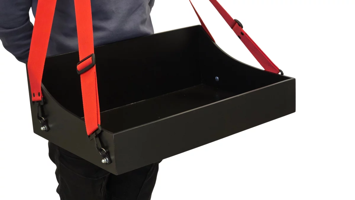 Bauchladen Cervo schwarz 60x40cm mit Tragegurt rot