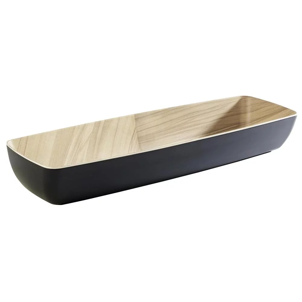 Bowl Melamine schwarz/Holz 53x16,2x8,5cm APS / Schale DFB lang
